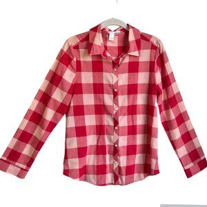 Abound Women's Long Sleeve Plaid Button Up Shirt in Red/Pink/White - Size  Small